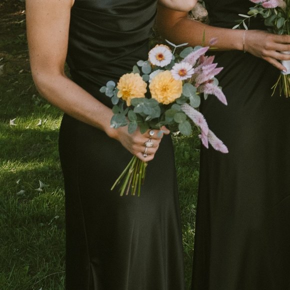 Revelry Skye black satin bridesmaid's dress NWT - Picture 4 of 9